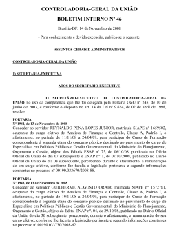 Edi&ccedil;&atilde;o n&ordm; 46, de 14 de novembro de 2008 - Controladoria
