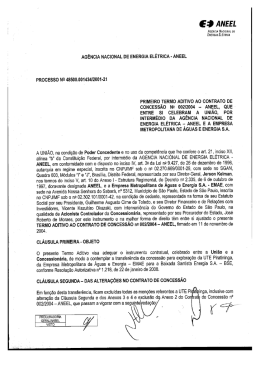 1&ordm; Termo Aditivo ao Contrato de Concess&atilde;o n&ordm; 002/2004