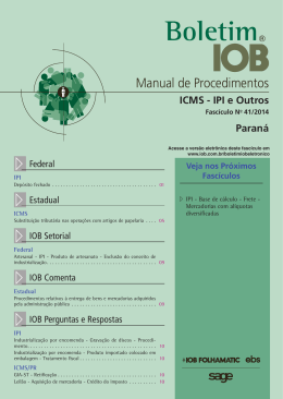 IOB - ICMS/IPI - Paran&aacute; - n&ordm; 41/2014