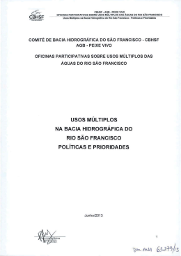 usos m&uacute;ltiplos na bacia hidrogr&aacute;fica do rio s&atilde;o francisco