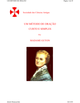 UM MÉTODO DE ORAÇÃO CURTO E SIMPLES