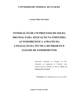 otimização de um processo de solda mig/mag para