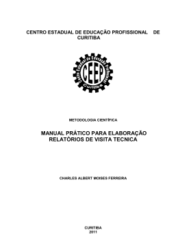 Manual de Elabora&ccedil;&atilde;o Relat&oacute;rio de Visita T&eacute;cnica