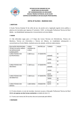 EDITAL N&ordm; 01/2015 - INGRESSO 2015