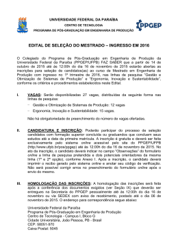 Edital de sele&ccedil;&atilde;o do Mestrado &ndash; Ingresso em 2016
