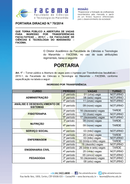 PORTARIA DIRACAD N.&ordm; 70/2014 &ndash; Que torna p&uacute;blico a