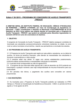 Edital n&ordm; 26 /2015 &ndash; PROGRAMA DE CONCESS&Atilde;O DE