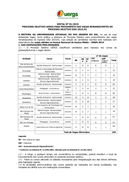 EDITAL N&ordm; 01/2015 PROCESSO SELETIVO UERGS
