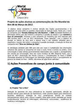 Projeto de a&ccedil;&otilde;es alusivas as comemora&ccedil;&otilde;es do Dia Mundial do Rim