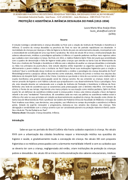 prote&ccedil;&atilde;o e assist&ecirc;ncia &agrave; inf&acirc;ncia desvalida do par&aacute; (1912