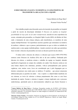 O DISCURSO DO ANALISTA NO HOSPITAL E O (IM) POSSÍVEL DE