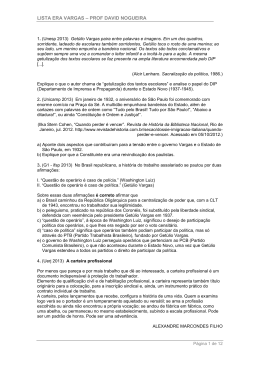 LISTA ERA VARGAS &ndash; PROF DAVID NOGUEIRA