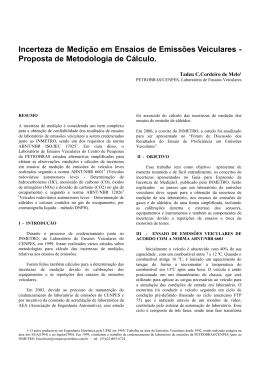Incerteza de Medi&ccedil;&atilde;o em Ensaios de Emiss&otilde;es Veiculares