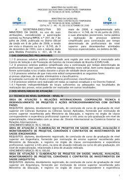 Edital - CESPE / UnB - Universidade de Bras&iacute;lia