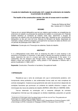 A sa&uacute;de do trabalhador da constru&ccedil;&atilde;o civil: o papel do enfermeiro