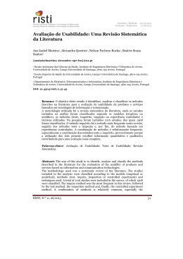 Avalia&ccedil;&atilde;o de Usabilidade: Uma Revis&atilde;o Sistem&aacute;tica da