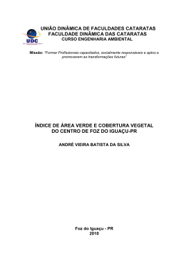 &Iacute;ndice de &Aacute;rea Verde e Cobertura Vegetal do Centro de Foz do Igua&ccedil;u