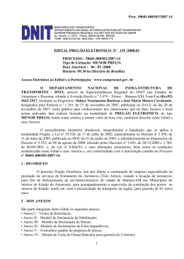 Proc. 50601.000303/2007-14 EDITAL PREGÃO ELETRONICO Nº