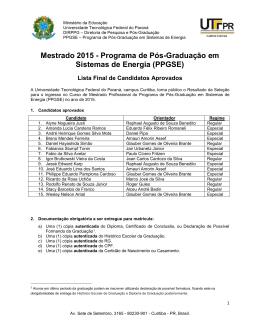 Edital de Sele&ccedil;&atilde;o de Mestrado