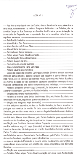 ACTA N°. 1 - Junta de Freguesia de Boavista dos Pinheiros