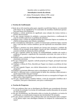 Quest&otilde;es sobre os cap&iacute;tulos do livro
