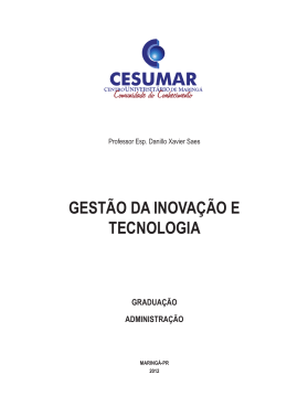 GEST&Atilde;O DA INOVA&Ccedil;&Atilde;O E TECNOLOGIA
