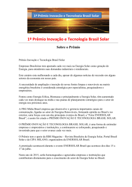 1&ordm; Pr&ecirc;mio Inova&ccedil;&atilde;o e Tecnologia Brasil Solar