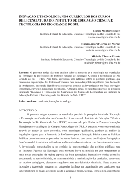 INOVA&Ccedil;&Atilde;O E TECNOLOGIA NOS CURR&Iacute;CULOS DOS