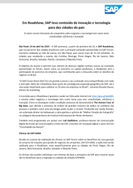 Em Roadshow, SAP leva conte&uacute;do de inova&ccedil;&atilde;o e tecnologia para