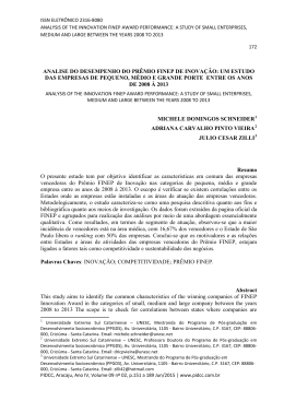 ANALISE DO DESEMPENHO DO PR&Ecirc;MIO FINEP DE INOVA&Ccedil;&Atilde;O