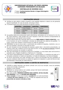 Provas e Gabaritos 1&ordm; dia Vestibular de Inverno