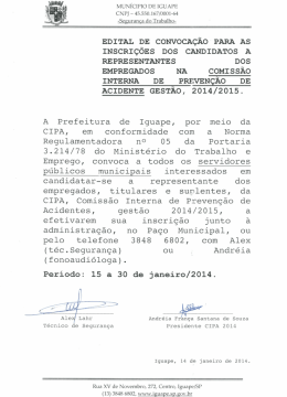 EDITAL DE coNvocAçÃo PARA As INSCRIÇÕES Dos cANDIDAToS A