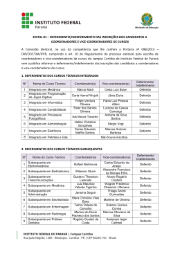 EDITAL 01 &ndash; DEFERIMENTO/INDEFERIMENTO DAS