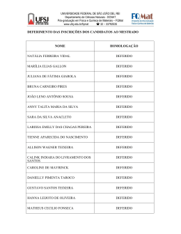 deferimento das inscri&ccedil;&otilde;es dos candidatos ao mestrado