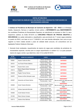 edital n&ordm; 005/2015 resultado da an&aacute;lise das inscri&ccedil;&otilde;es dos