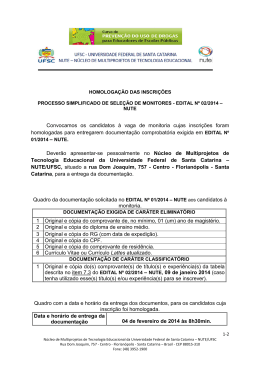 Homologa&ccedil;&atilde;o das inscri&ccedil;&otilde;es dos candidatos a vaga - NUTE