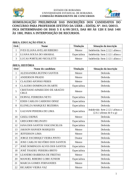 homologa&ccedil;&atilde;o preliminar das inscri&ccedil;&otilde;es dos candidatos do