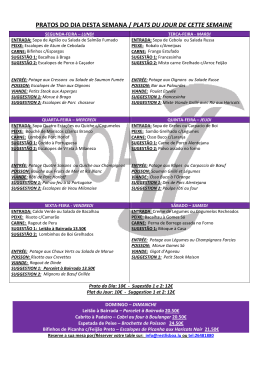 pratos do dia desta semana / plats du jour de cette semaine