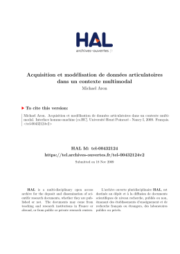 Acquisition et mod&eacute;lisation de donn&eacute;es articulatoires - Tel