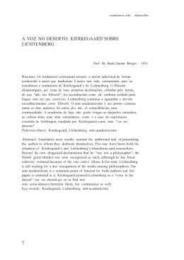 A VOZ NO DESERTO: KIERKEGAARD SOBRE LICHTENBERG