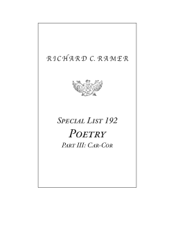 Special List 192: Poetry, part III, Car-Cor