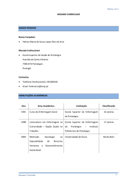 RESUMO CURRICULAR DADOS PESSOAIS Nome Completo