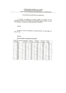 Resultado preliminar – notas (por número de inscrição)