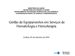 Gestão de Equipamentos em Serviços de Hematologia e Hemoterapia