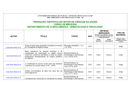 Hematologia e Oncologia - Setor de Ci&ecirc;ncias da Sa&uacute;de