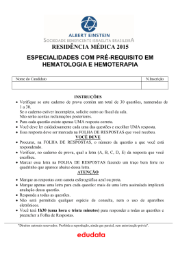 Especialidades com Pré-requisito em Hematologia e Hemoterapia