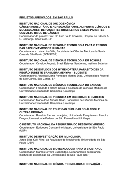 projetos aprovados em s&atilde;o paulo instituto nacional de