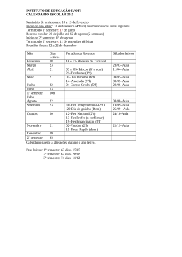 Calendário Escolar - Instituto de Educação Ivoti