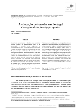 A educa&ccedil;&atilde;o pr&eacute;-escolar em Portugal