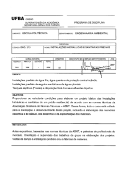 ENG273 - Instalações Hidráulicas e Sanitárias Prediais